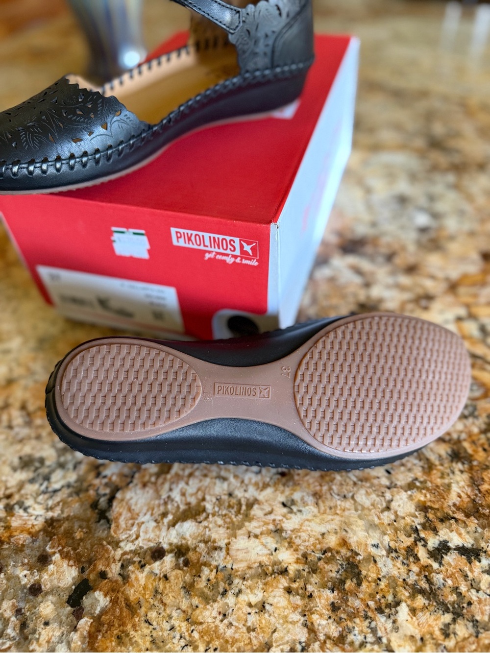 PIKOLINOS Black Laser-Cut Leather Sandal Puerto Vallarta Mary Jane - Picture 2 of 5
